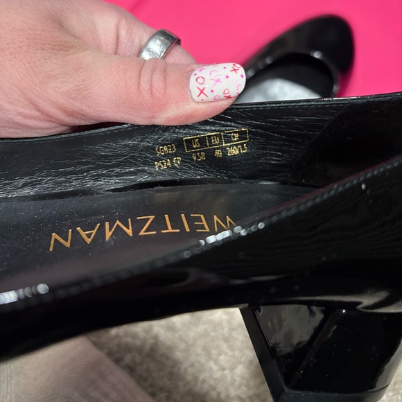 Stuart Weitzman Women's Vivienne 35 Pump Black Patent Leather Heel Size 9.5 - Picture 9 of 9